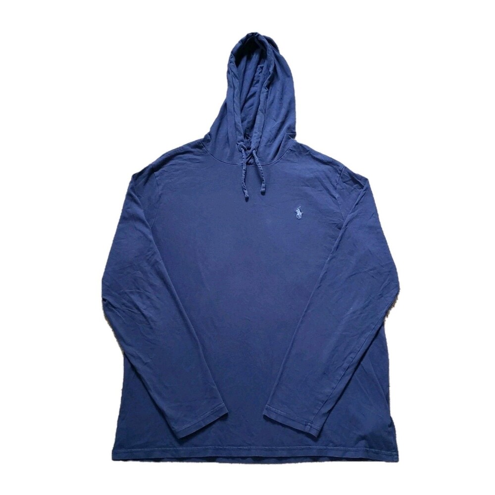 Polo Ralph Lauren Size Large Mens Lightweight Navy Blue 100% Cotton Hoodie